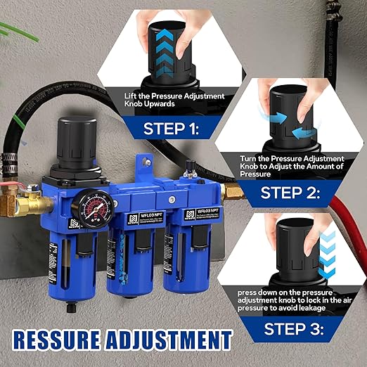 NEWPO 3/8" NPT Air Compressor Water Separator-Air Filter Regulator Lubricator - Image 5