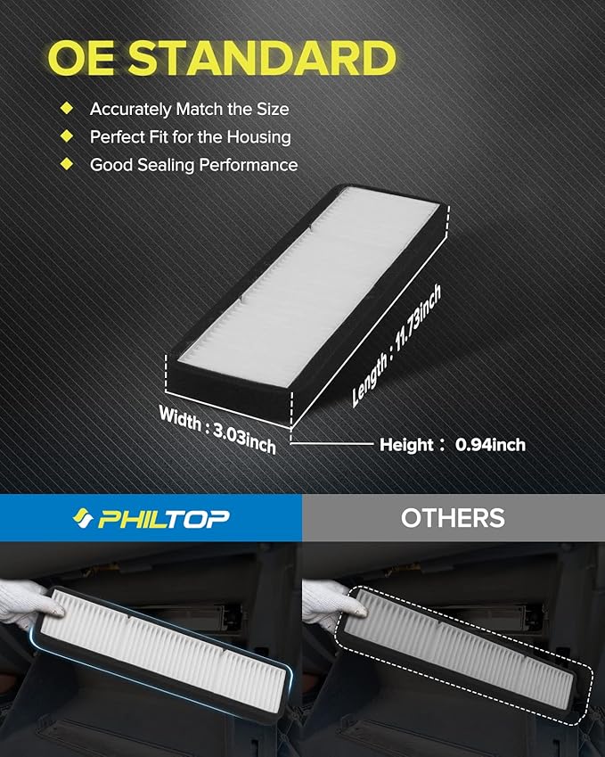 PHILTOP Cabin Air Filter w/Activated Carbon, Compatible - Image 3