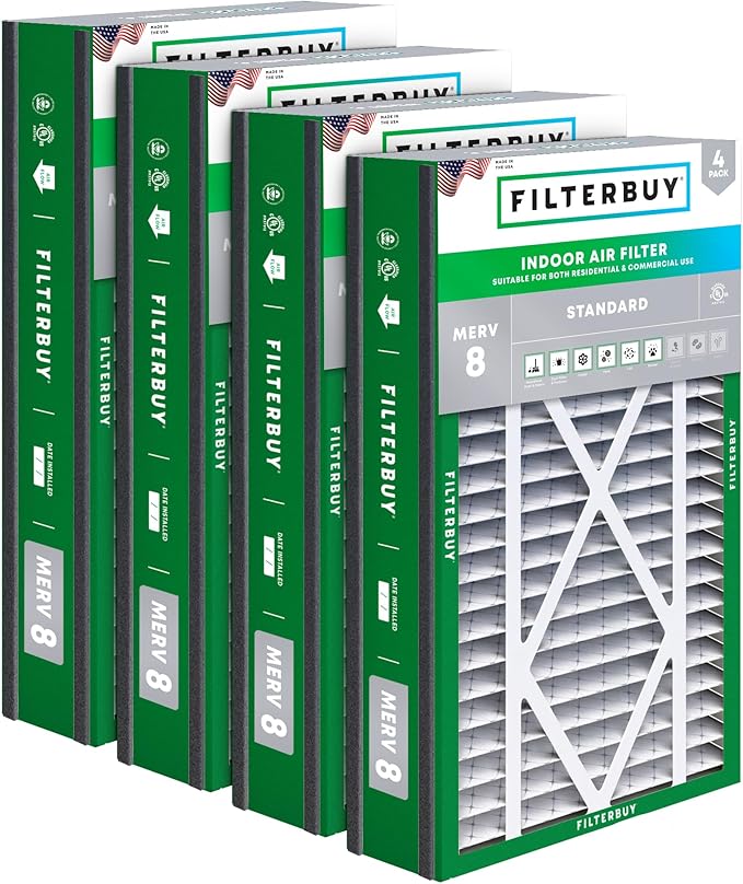 Filterbuy 16x25x3 Air Filter MERV 8 Essential Dust & Allergy Defense, by Filterbuy