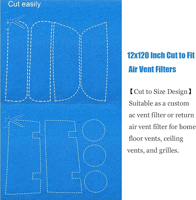 Air Vent Filter, 12x120 Inch Cut to Fit Air Vent Filters, MERV-6 Reusable - Image 5