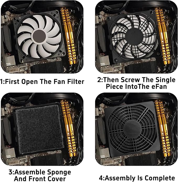 4Pcs 120mm Cooling Fan Filter, Plastic Dustproof Mesh Cover - Image 6