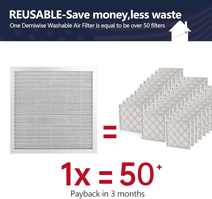 14x14x1 Electrostatic Air Filter, 8 Stage Washable Aluminum AC/HVAC Furnace - Image 2