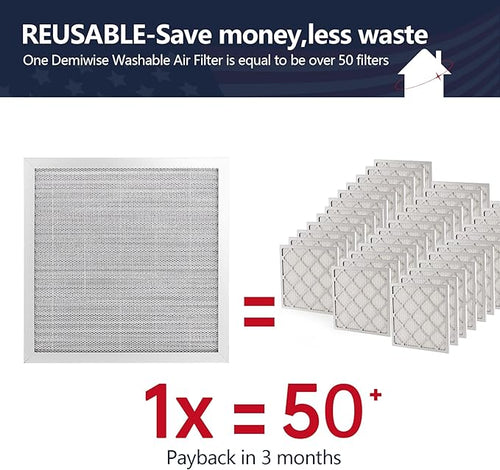 14x14x1 Electrostatic Air Filter, 8 Stage Washable Aluminum AC/HVAC Furnace - Image 2