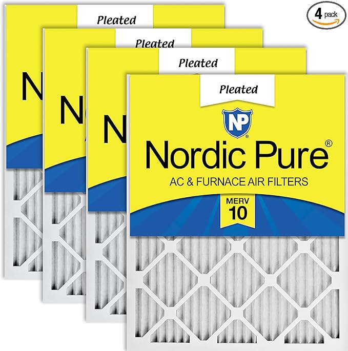 Nordic Pure 20x25x1 Pleated MERV 10 Air Filters 4 Pack by NordicPure