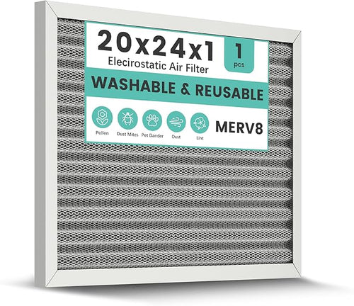 20x24x1 HVAC Furnace Air Filter, Washable Electrostatic Furnace Filter by KEYINGXUAN