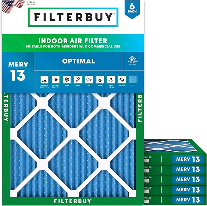 Filterbuy 21x22x1 Air Filter MERV 13 Optimal Smoke & Allergy Defense, by Filterbuy