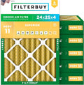 Filterbuy 24x25x4 Air Filter MERV 11 Superior Pet & Allergy Defense, by Filterbuy