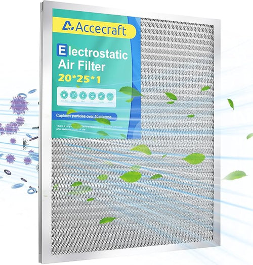 20x25x1 Electrostatic Air Filter, Washable & Reusable Aluminum AC/HVAC Furnace by Accecraft
