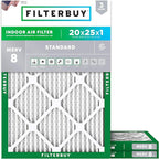 Filterbuy 20x25x1 Air Filter MERV 8 Essential Dust & Allergy Defense, by Filterbuy