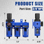 NEWPO 1/2'' NPT Compressed Air Filter Regulator Lubricator Combo - Image 2