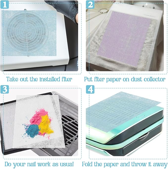 900 Sheets Nail Dust Collector Filter Paper, Disposable Dust Collector Sheet - Image 5
