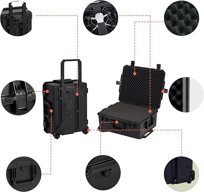 MEIJIA Portable All Weather Premium Rolling Wheels Waterproof Hard Compact - Image 7
