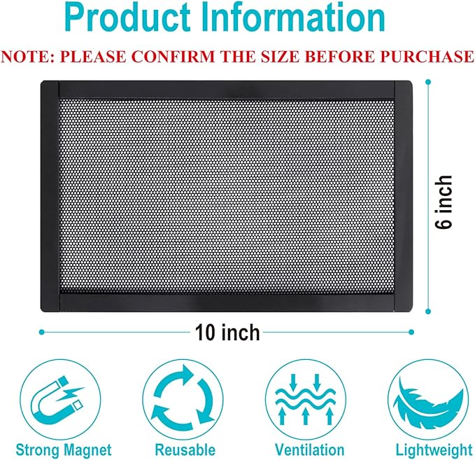 Magnetic Floor Register Vent Covers, 6 x 10 Inch Air Vent Filter Mesh, Sticky - Image 2