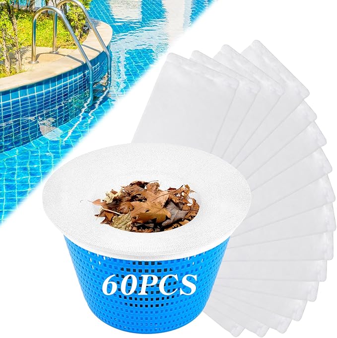 60 Pack Pool Skimmer Socks, Pool Filter Socks by Fododo
