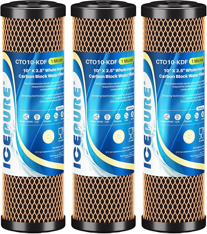 ICEPURE 1 Micron 2.5" x 10" Whole House Water Filter Coconut Shell Activated by ICEPURE