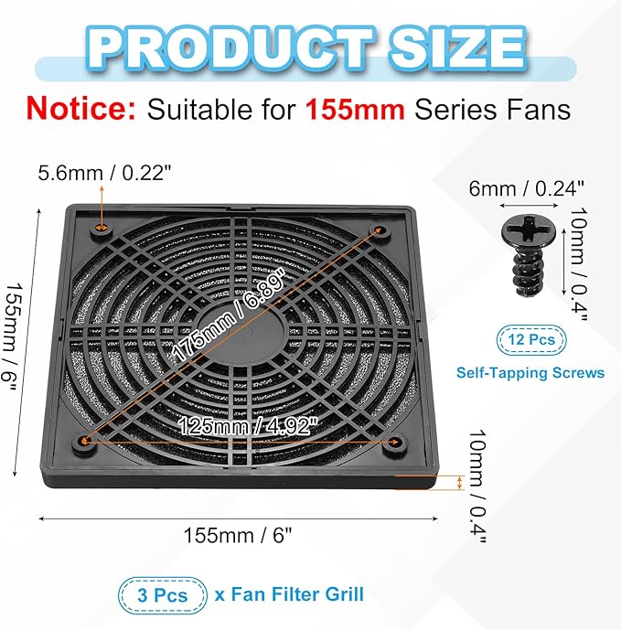 PATIKIL 150mm Fan Filter Grill - Image 2