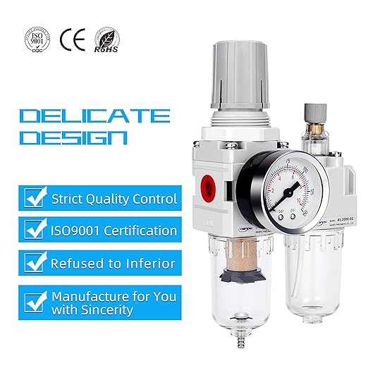 NANPU 1/4" NPT Compressed Air Filter Regulator Lubricator Combo Water/Oil Trap - Image 6