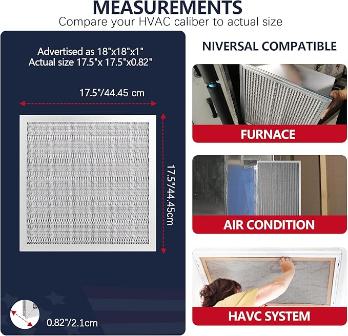 18x18x1 Air Filter, Washable & Reusable Aluminum AC/HVAC Furnace Electrostatic - Image 5