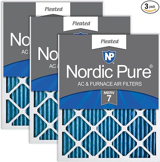 Nordic Pure 18x24x1 Pleated MERV 7 Air Filters 3 Pack by NordicPure