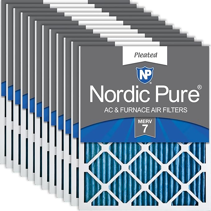Nordic Pure 16x20x1 Pleated MERV 7 Air Filters 12 Pack by NordicPure