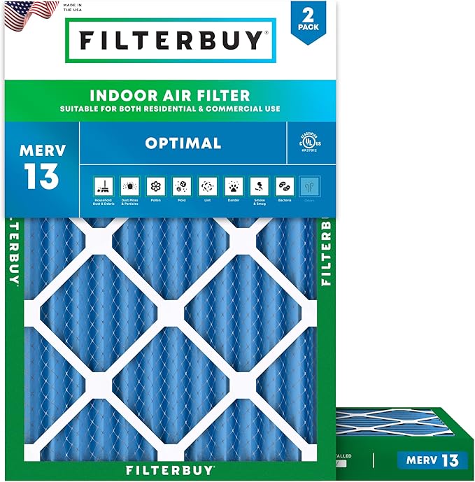 Filterbuy 10x17x2 Air Filter MERV 13 Optimal Smoke & Allergy Defense, by Filterbuy