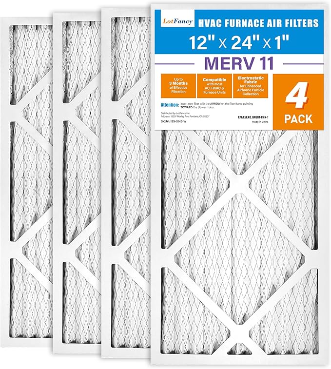 LotFancy 12x24x1 Air Filter MERV 11 4-Pack, Electrostatic Pleated AC Furnace - Image 9