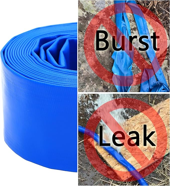DAVCO 1.5" x 100 ft Pool Backwash Hose, Heavy Duty Reinforced Blue PVC Lay Flat - Image 4