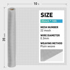 304 Stainless Steel Mesh Window Screen Roll, 35IN x 10FT Silver Metal Window - Image 3