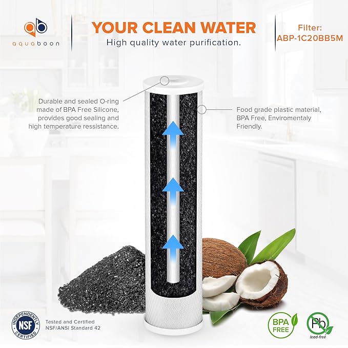Aquaboon 5 Micron 20 x 4.5 Sediment, Iron & Manganese, CTO Whole House Water - Image 4