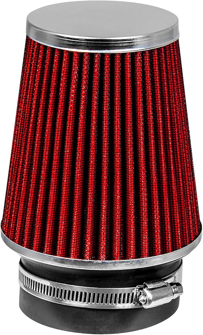 RED 3.5" 89 mm Inlet Narrow Air Cone Replacement Performance Washable Clamp-On by RtunesRacing