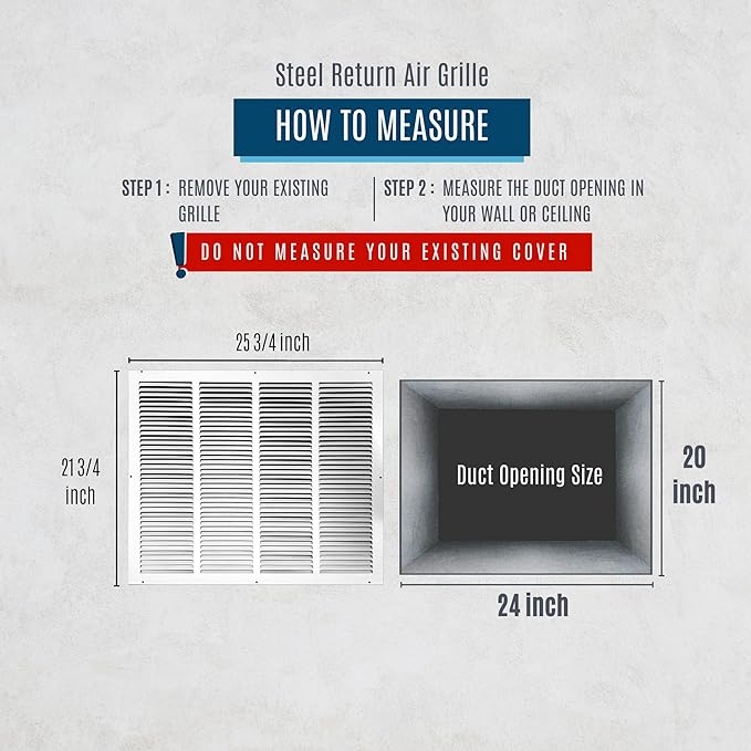 Fits 24x20 Duct Opening | Steel Return Air Grille by Handua | Vent Cover Grill - Image 3