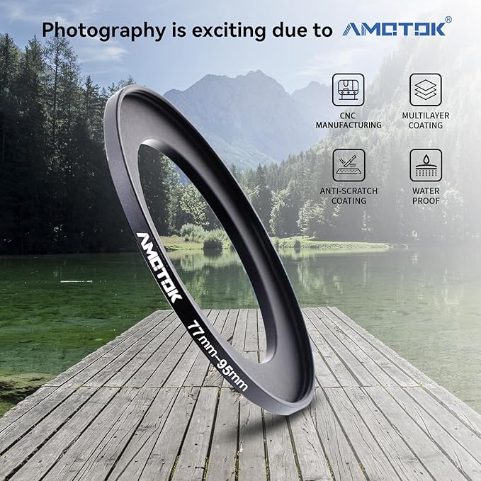 77mm Lens to 95mm Camera Lens Adapter, 77mm-95mm Filter Step up Rings, - Image 2