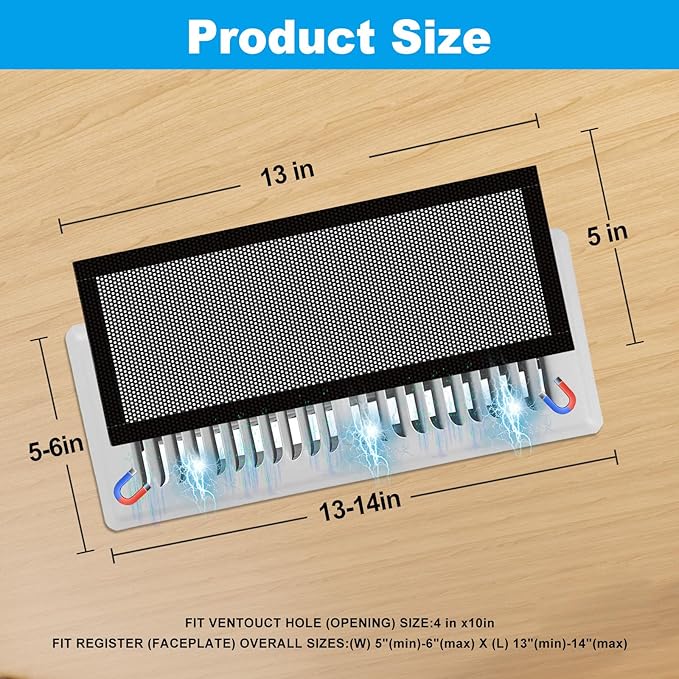 6-Pack Black Magnetic Vent Covers 5x13 Inch - Image 2