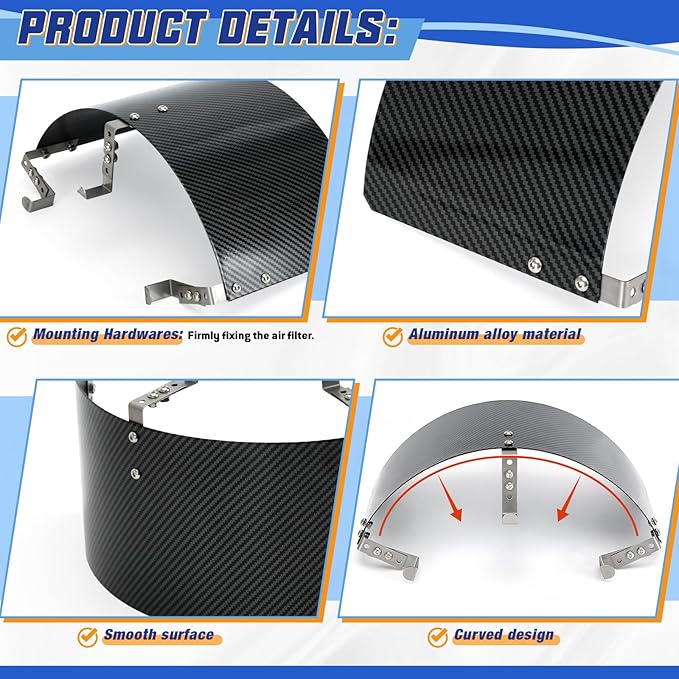 PTNHZ Universal Stainless Steel Air Intake Filter Cover Heat Shield Fits - Image 4