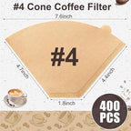 Coffee Filters #4, Unbleached Natural Coffee Filters 8-12 Cup, Disposable - Image 2
