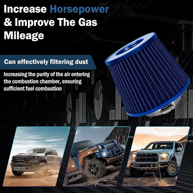 Universal Clamp-On Air Intake Filter, High Performance, Washable Filter - Image 7