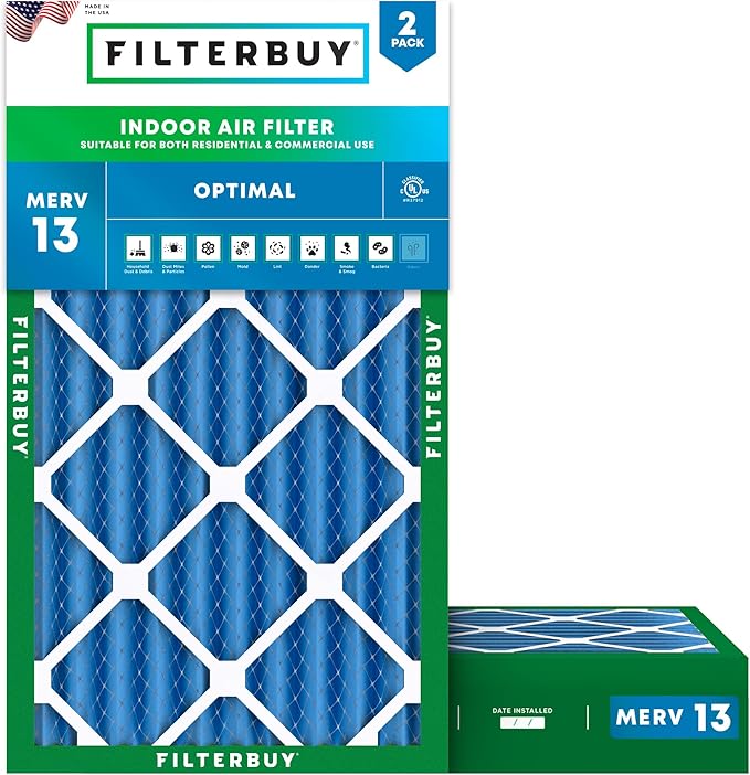 Filterbuy 12x20x4 Air Filter MERV 13 Optimal Smoke & Allergy Defense, by Filterbuy