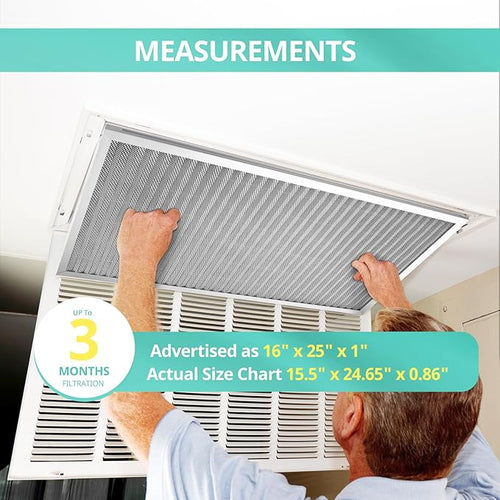 16x25x1 Electrostatic Air Filter, Washable & Reusable Aluminum AC/HVAC Furnace - Image 2