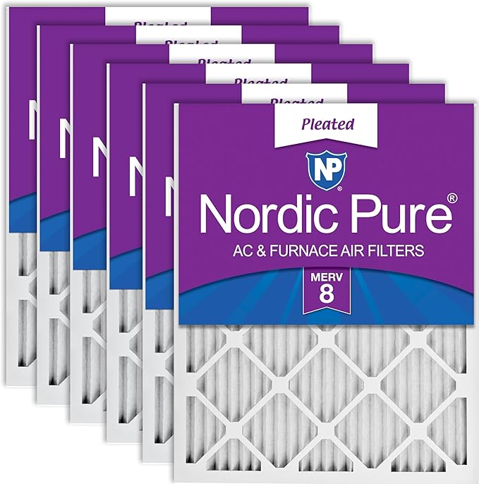 Nordic Pure 12x12x1 Pleated MERV 8 Air Filters 6 Pack by NordicPure