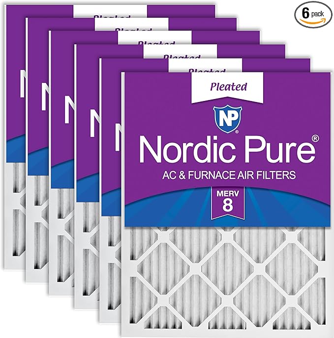 Nordic Pure 18x24x1 Pleated MERV 8 Air Filters 6 Pack by NordicPure