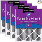 Nordic Pure 20x25x1 Furnace Air Filters MERV 8 Pleated Plus Carbon 4 Pack by NordicPure