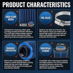 Universal Clamp-On Air Intake Filter, High Performance, Washable Filter - Image 4