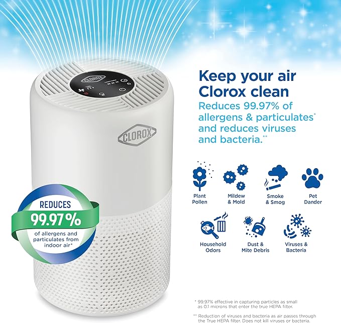 Clorox Turbo Air Purifiers for Home, True HEPA Filter, Quickly Cleans Medium - Image 2