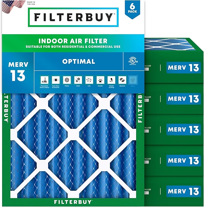 Filterbuy 14x20x4 Air Filter MERV 13 Optimal Smoke & Allergy Defense, by Filterbuy