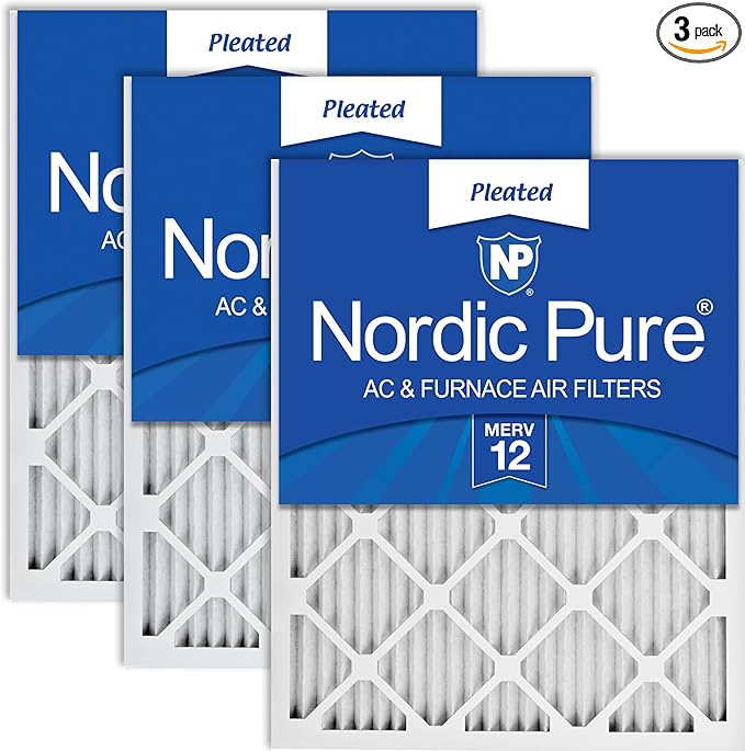 Nordic Pure 16x25x1 Pleated MERV 12 Air Filters 3 Pack by NordicPure