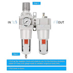 NANPU 1" NPT Compressed Air Filter Regulator Lubricator Combo Water/Oil Trap - Image 4