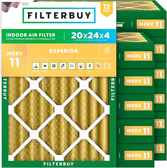 Filterbuy 20x24x4 Air Filter MERV 11 Superior Pet & Allergy Defense, by Filterbuy