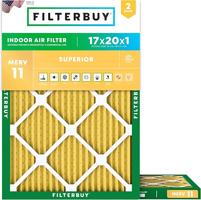 Filterbuy 17x20x1 Air Filter MERV 11 Superior Pet & Allergy Defense, by Filterbuy