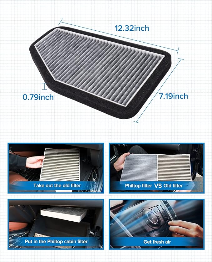 PHILTOP Cabin Air Filter w/Activated Carbon, Compatible - Image 2