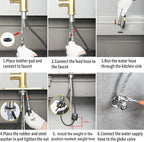 Gold Kitchen Faucet with Pull Down Sprayer Modern Stainless Steel High Arc - Image 6